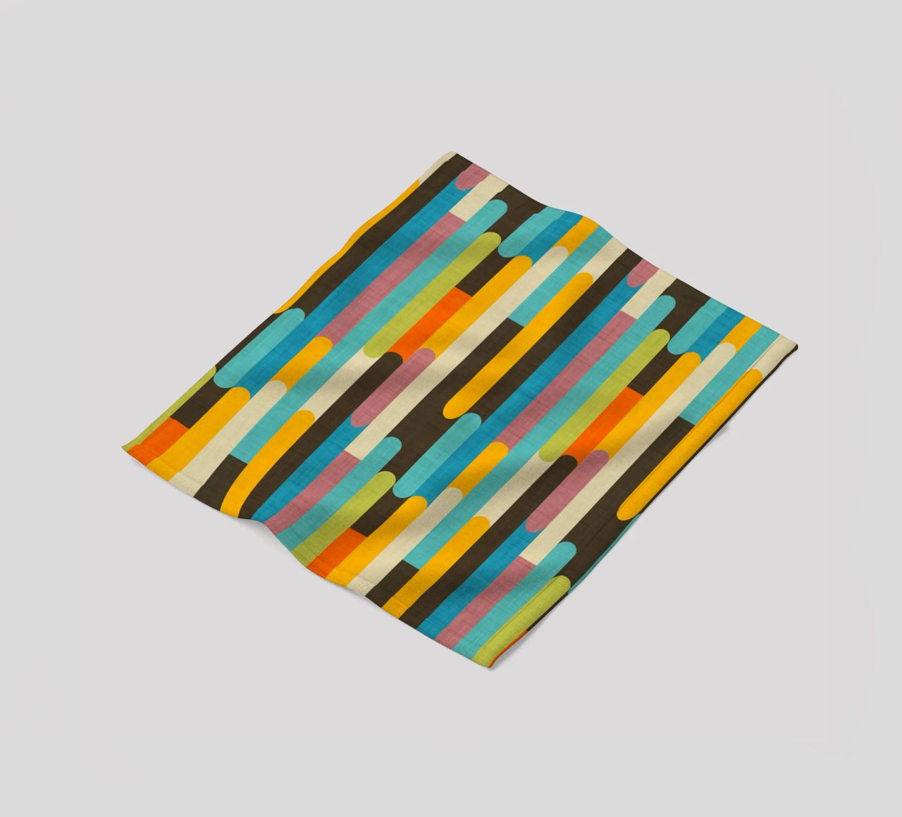 Retro Color Block Popsicle Sticks Brown fleece blanket by susanacosta