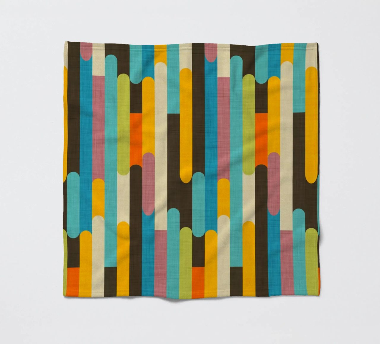 Retro Color Block Popsicle Sticks Brown fleece blanket by susanacosta