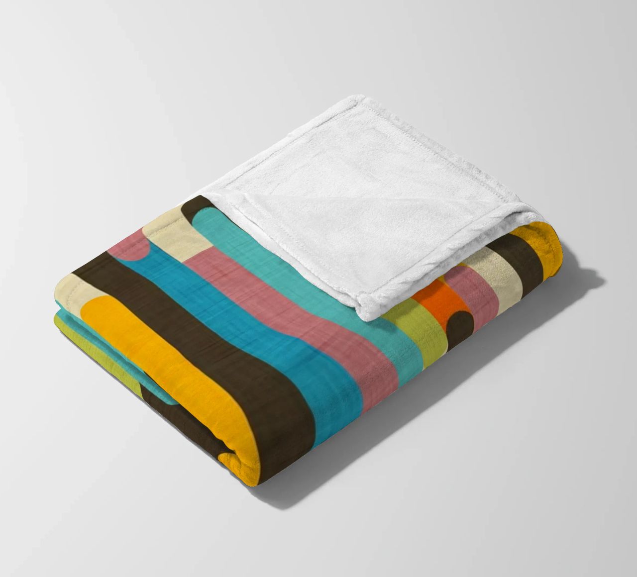 Retro Color Block Popsicle Sticks Brown fleece blanket by susanacosta