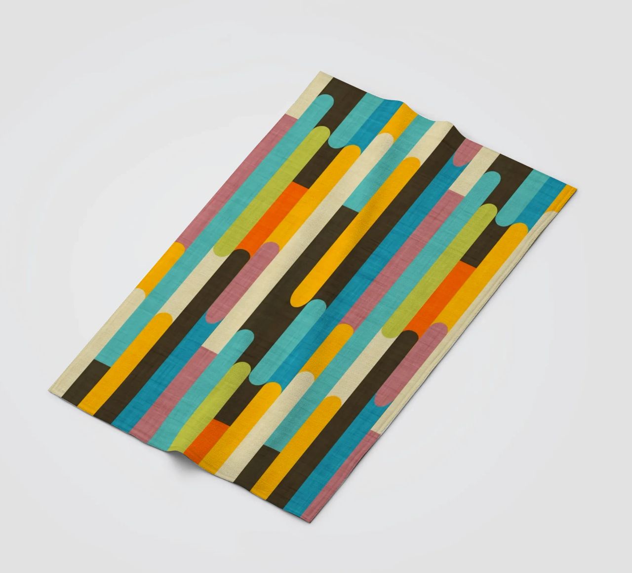 Retro Color Block Popsicle Sticks Brown fleece blanket by susanacosta