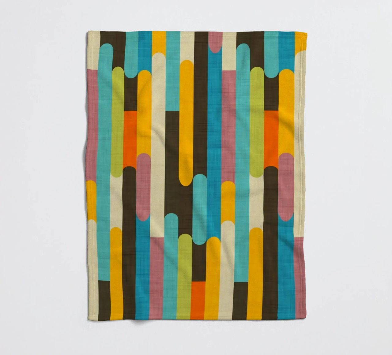 Retro Color Block Popsicle Sticks Brown fleece blanket by susanacosta