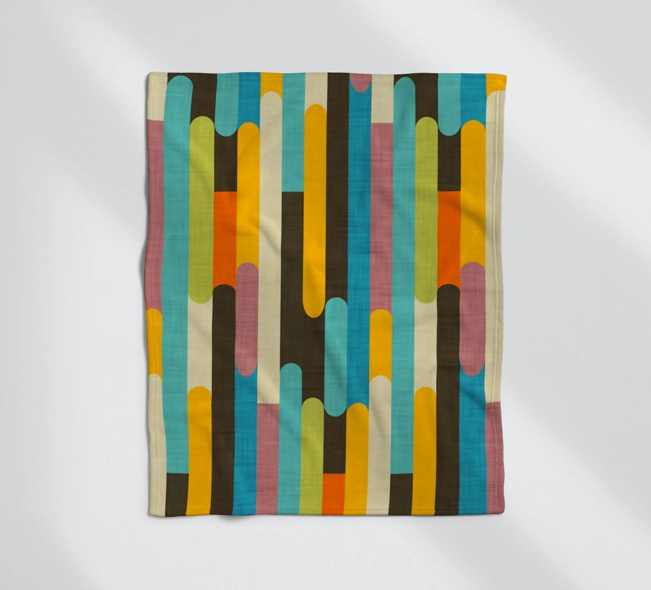 Retro Color Block Popsicle Sticks Brown fleece blanket by susanacosta