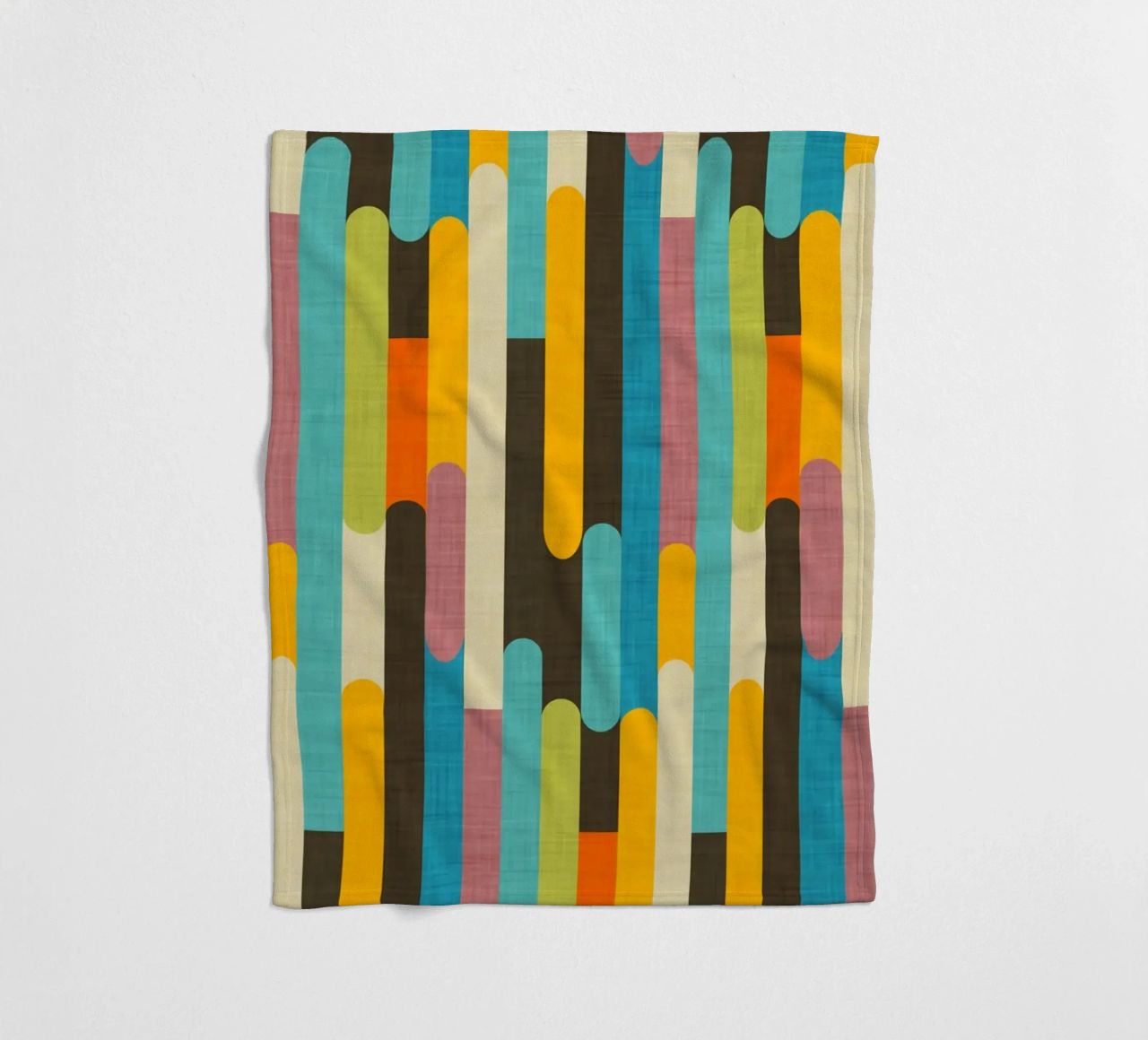 Retro Color Block Popsicle Sticks Brown fleece blanket by susanacosta