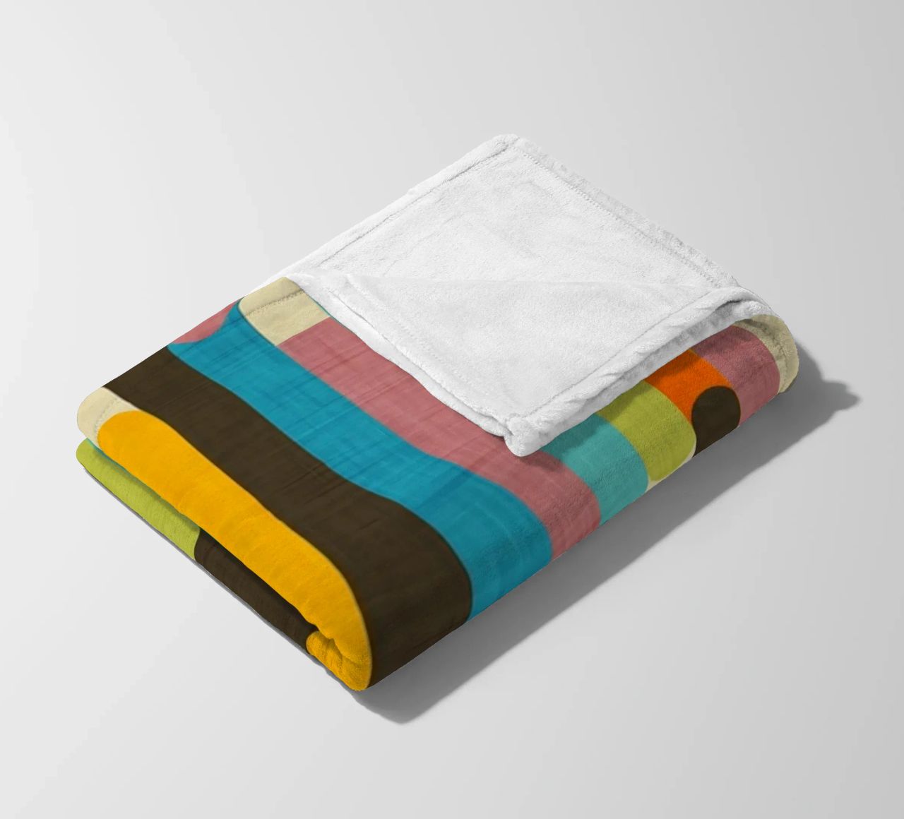 Retro Color Block Popsicle Sticks Brown fleece blanket by susanacosta