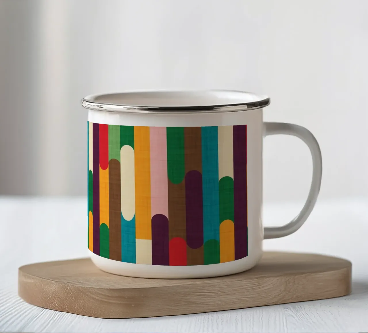 Retro Color Block Popsicle  Sticks Kilim emaille mok van susanacosta