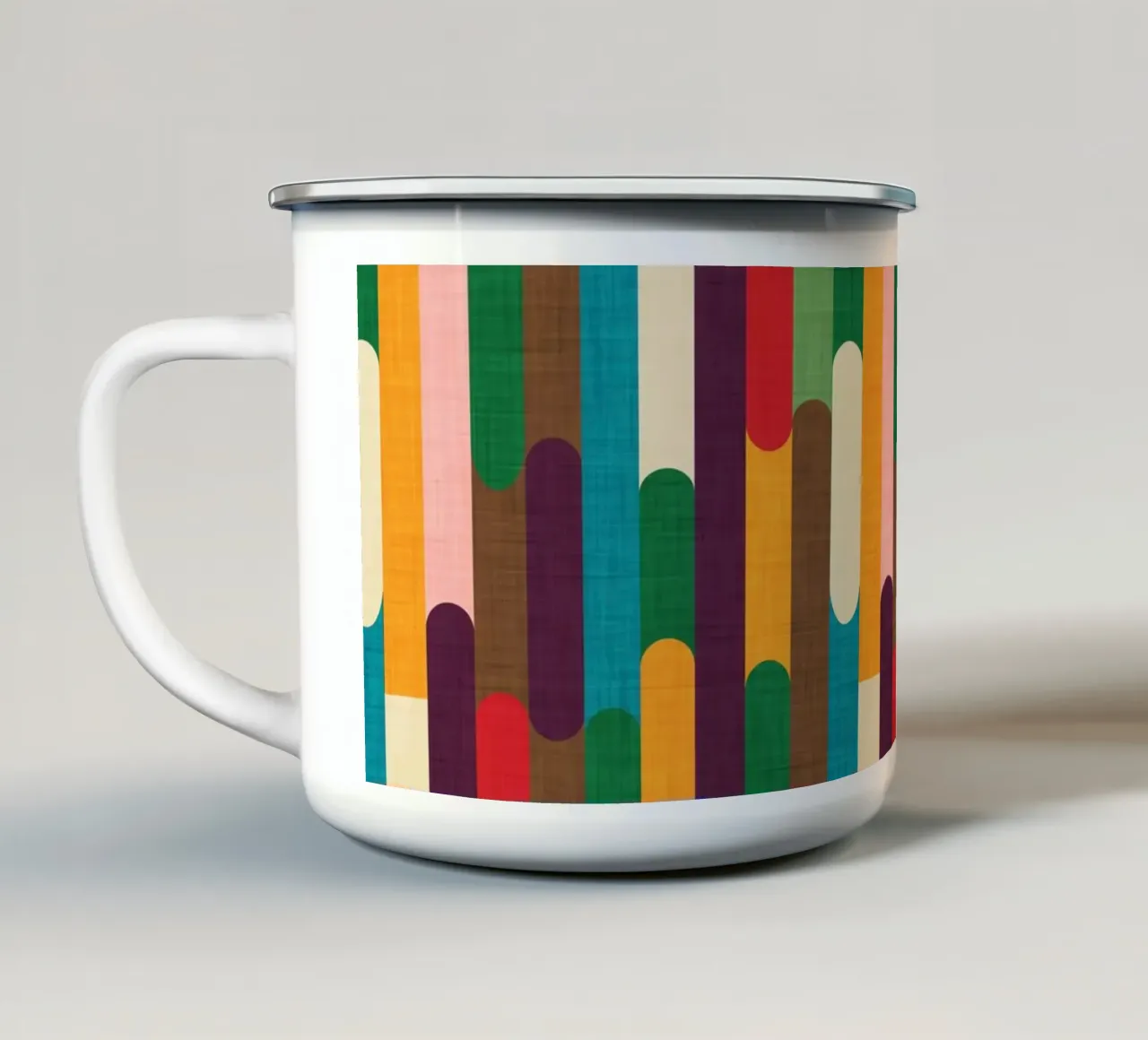 Retro Color Block Popsicle  Sticks Kilim emaille mok van susanacosta
