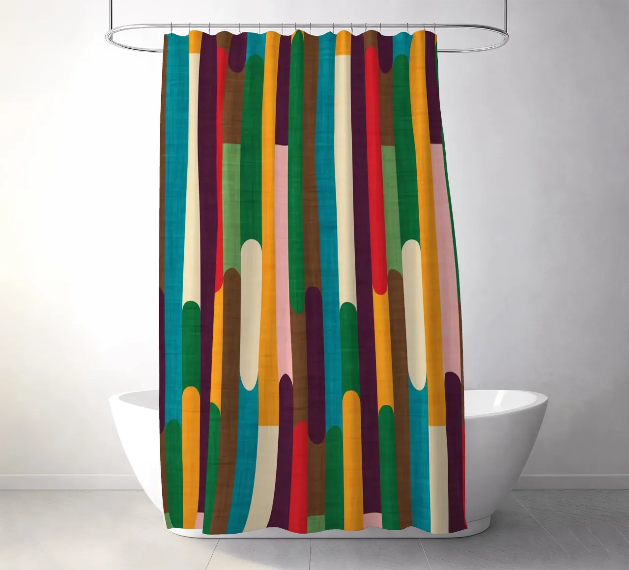 Retro Color Block Popsicle  Sticks Kilim tenda da doccia da susanacosta