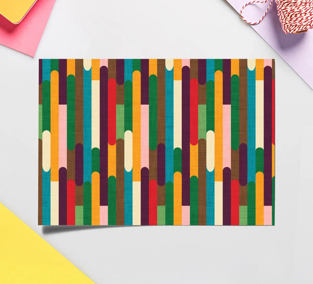 Retro Color Block Popsicle  Sticks Kilim foglio adesivo da susanacosta