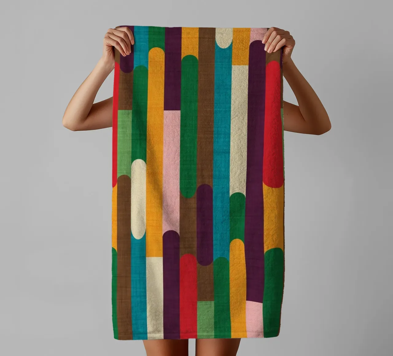 Retro Color Block Popsicle  Sticks Kilim asciugamano da bagno da susanacosta