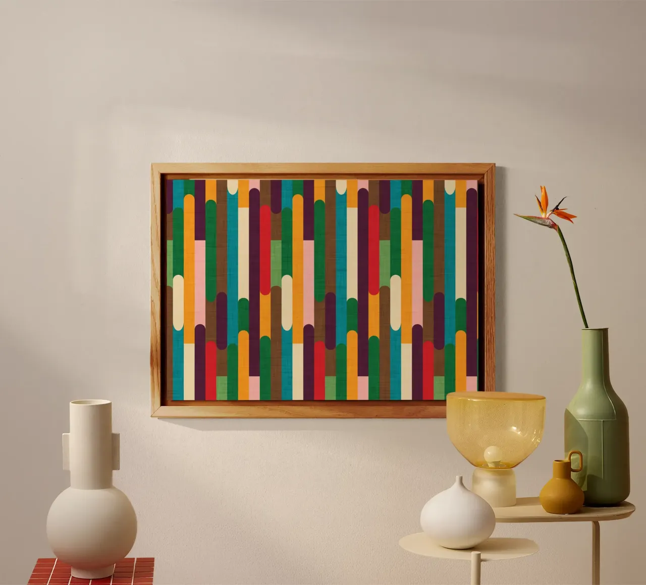 Retro Color Block Popsicle  Sticks Kilim alluminio dibond da susanacosta