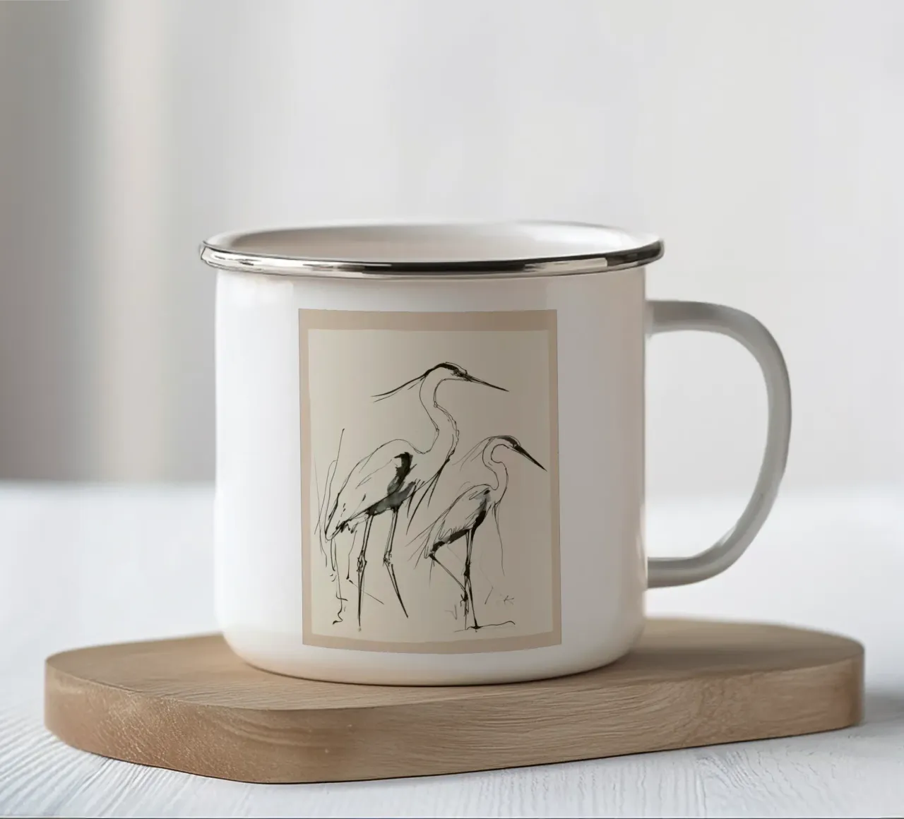 Due aironi tazza in smalto da Nadjaa