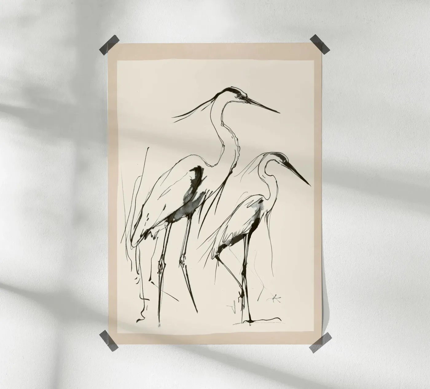 Two Herons poster by Nadjaa