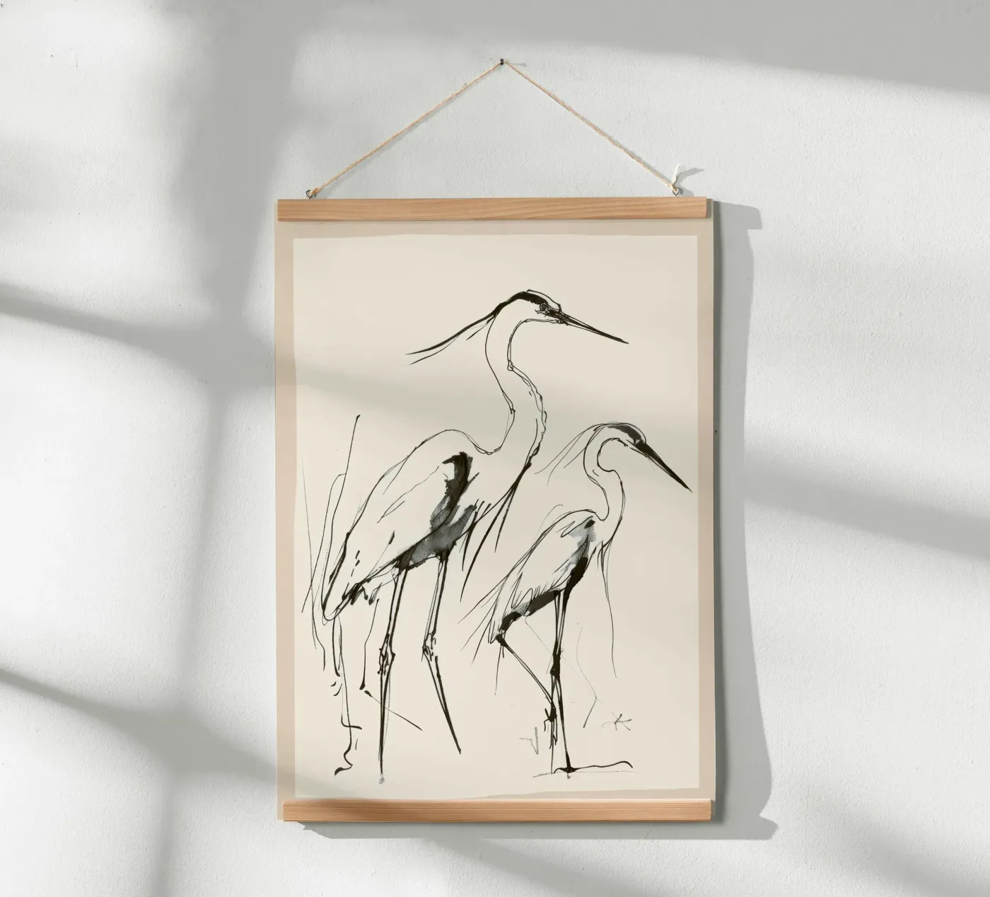 Two Herons poster by Nadjaa