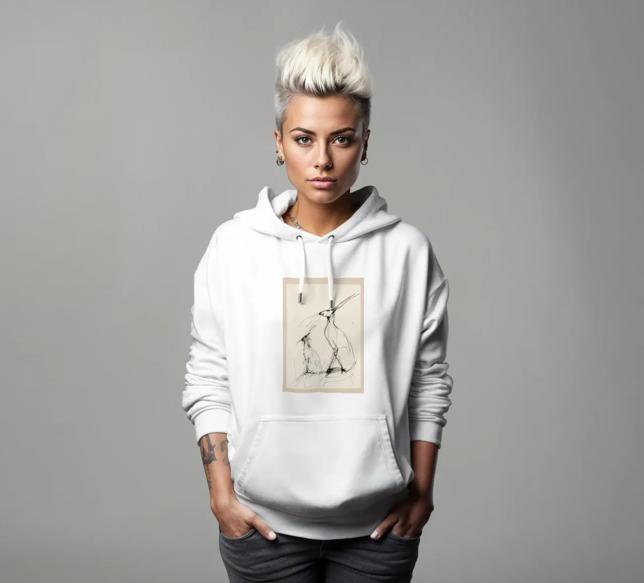 Coppia di lepri felpa con cappuccio da Nadjaa