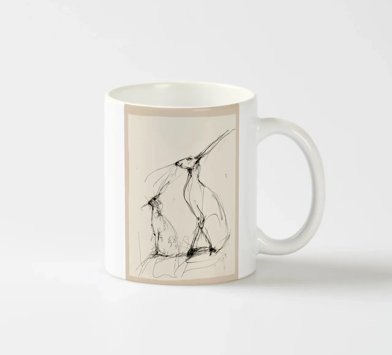 Coppia di lepri tazza in ceramica da Nadjaa