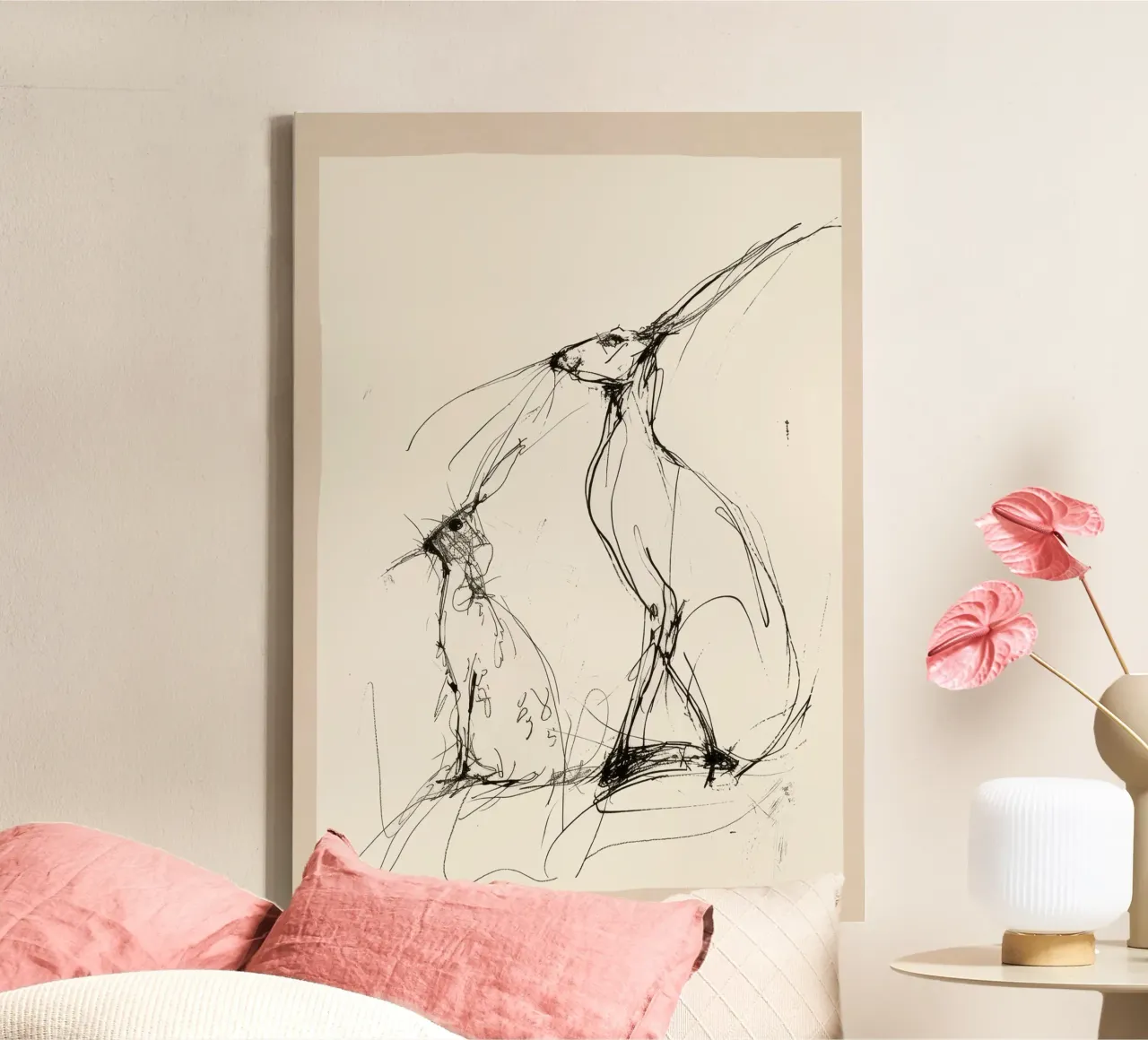 Coppia di lepri tela da Nadjaa