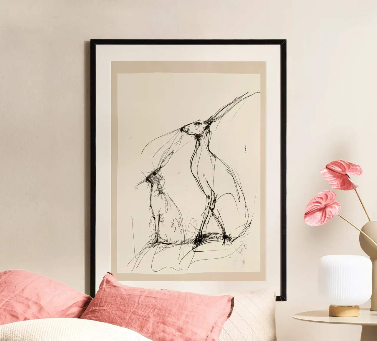Hare Pair poster by Nadjaa