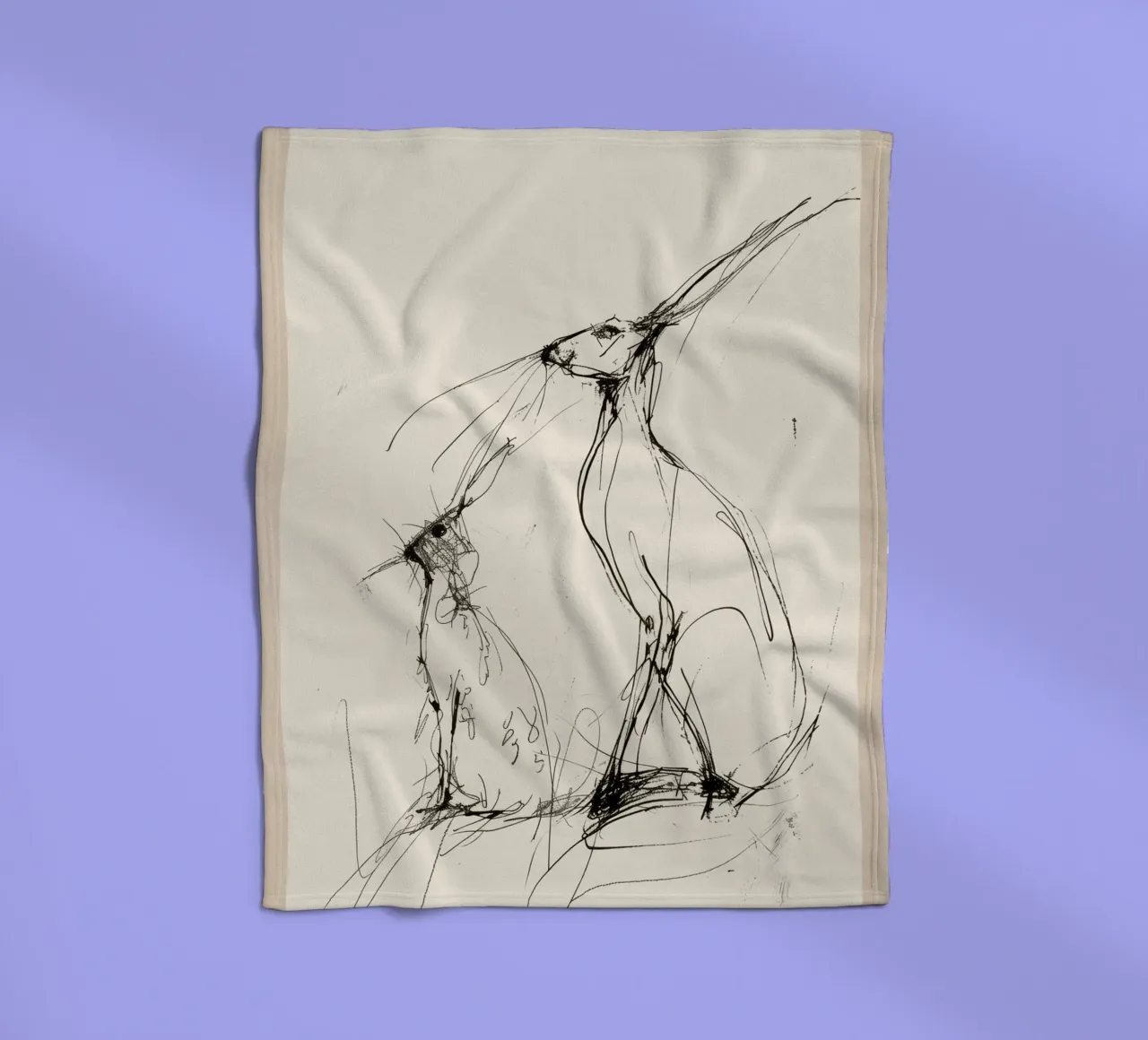 Hasen-Paar Fleecedecke von Nadjaa