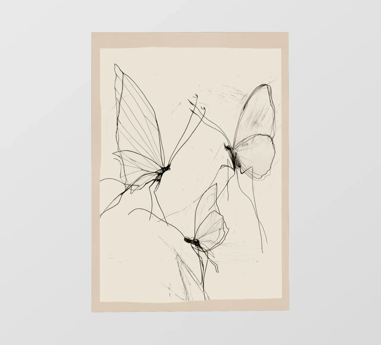 Minimale vlinder schets fotobehang van Nadjaa