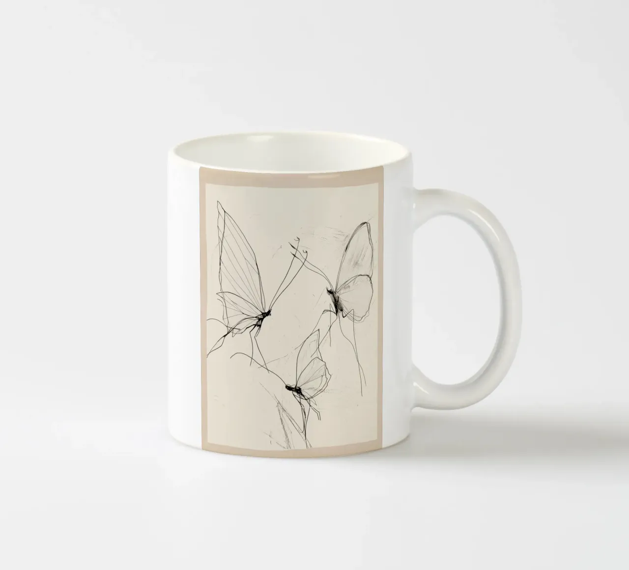 Schizzo di farfalla minimale tazza in ceramica da Nadjaa