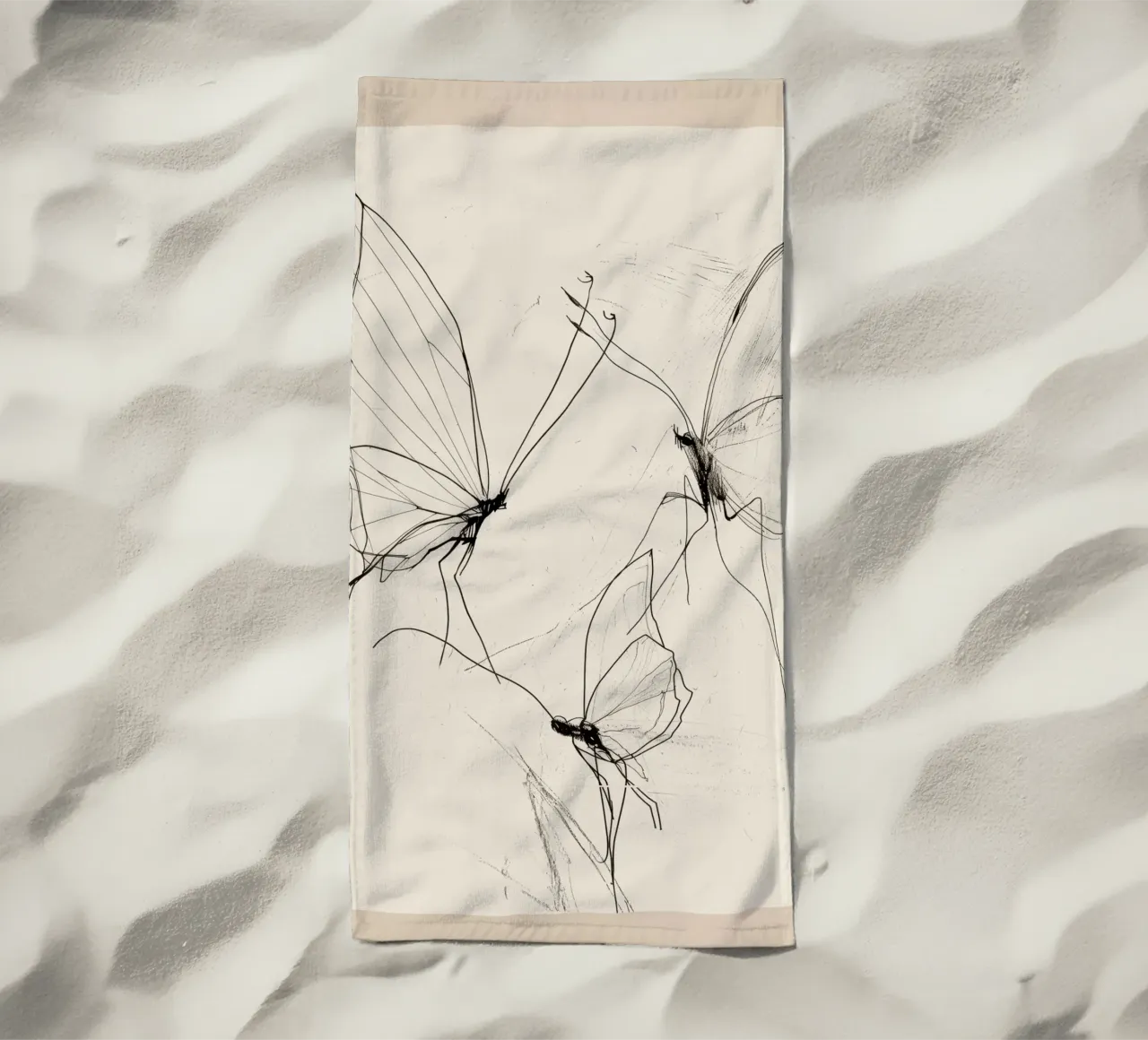 Schizzo di farfalla minimale telo mare da Nadjaa