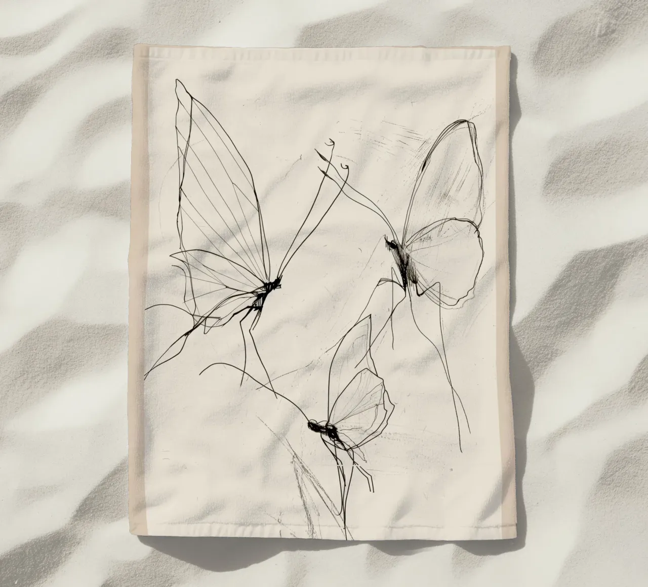 Schizzo di farfalla minimale telo mare da Nadjaa