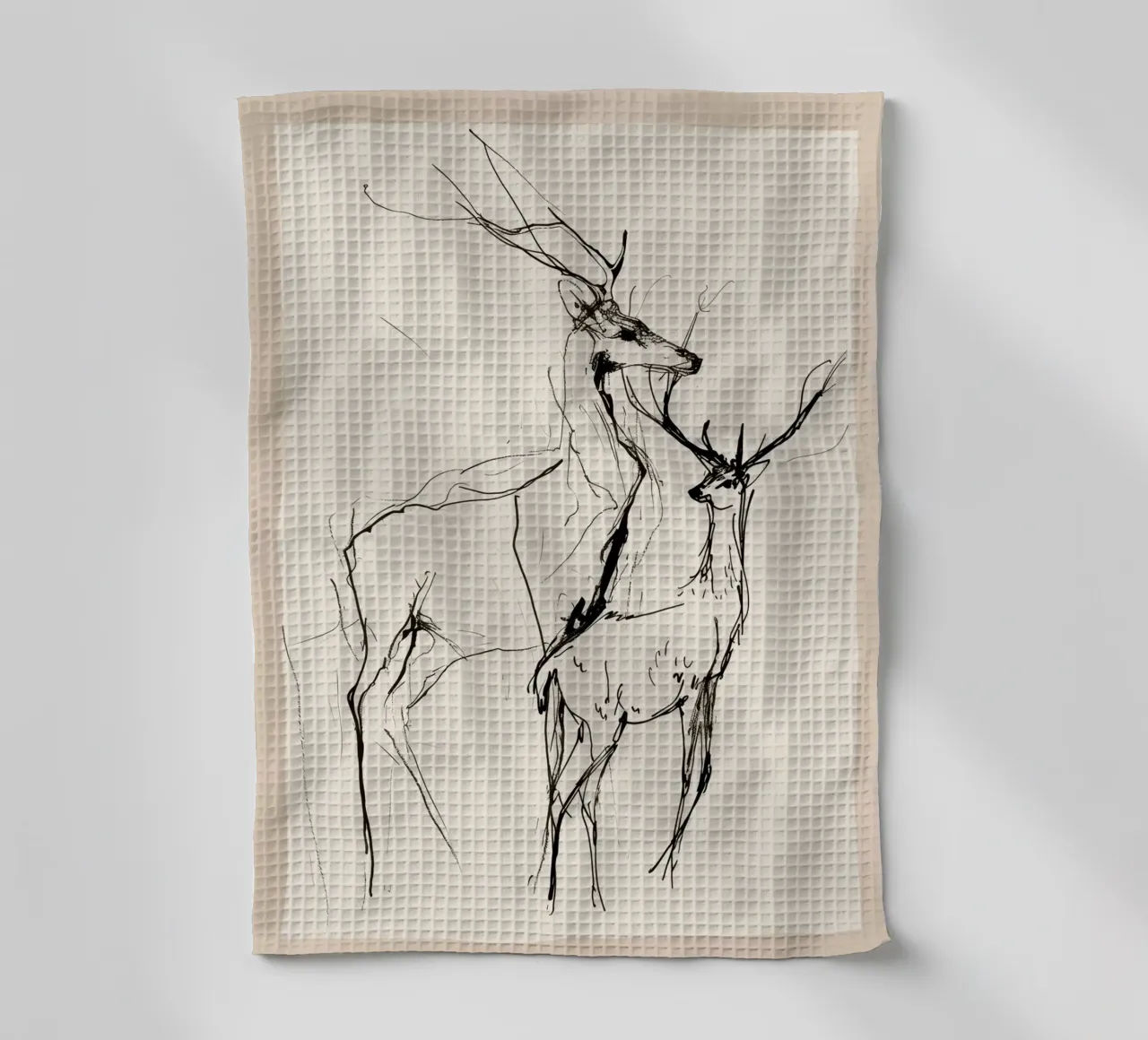 Deux cerfs - Dessin au trait torchon de Nadjaa