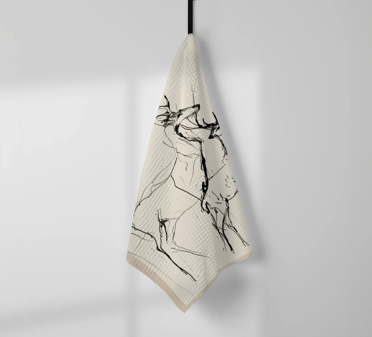 Deux cerfs - Dessin au trait torchon de Nadjaa