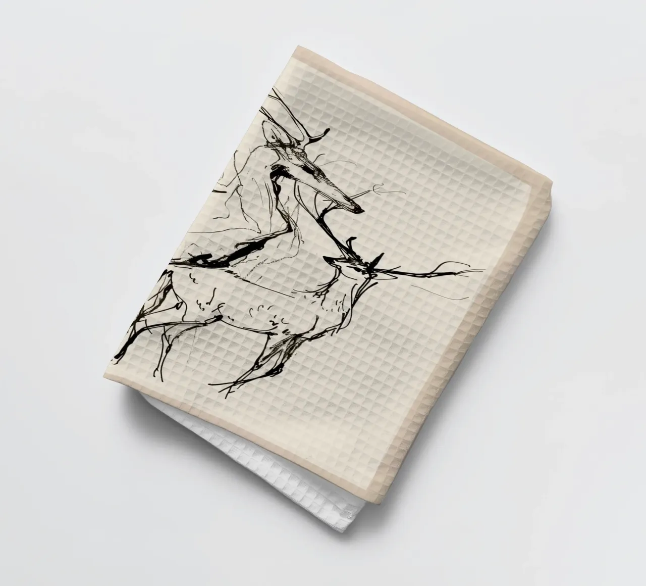 Deux cerfs - Dessin au trait torchon de Nadjaa