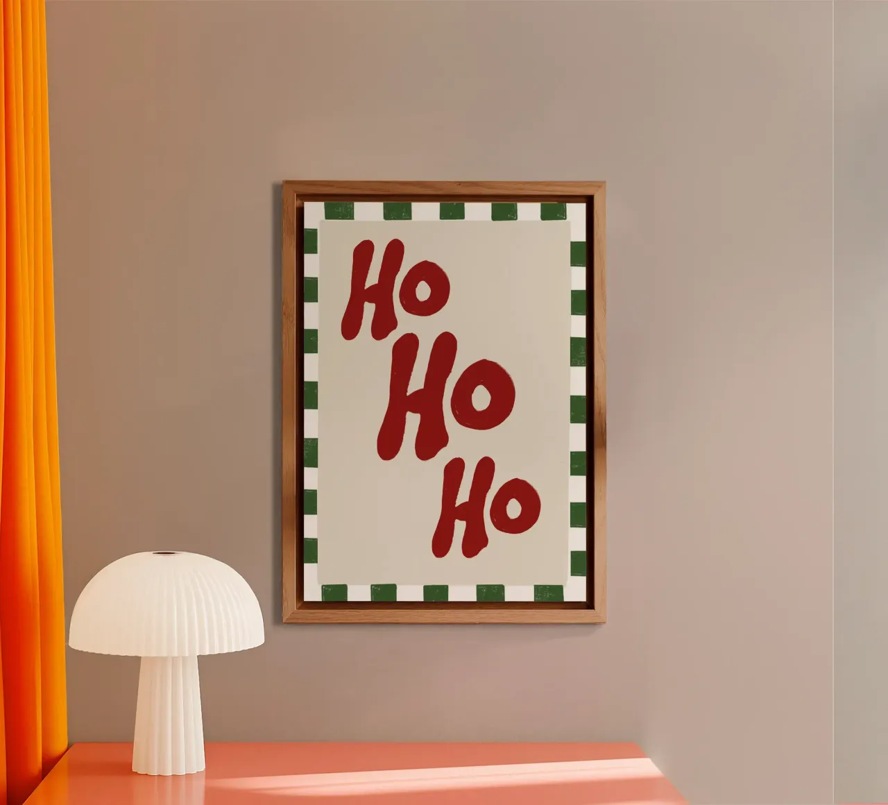 HO HO HO – Bold Retro Christmas Typography Poster alu-dibond by Cyo