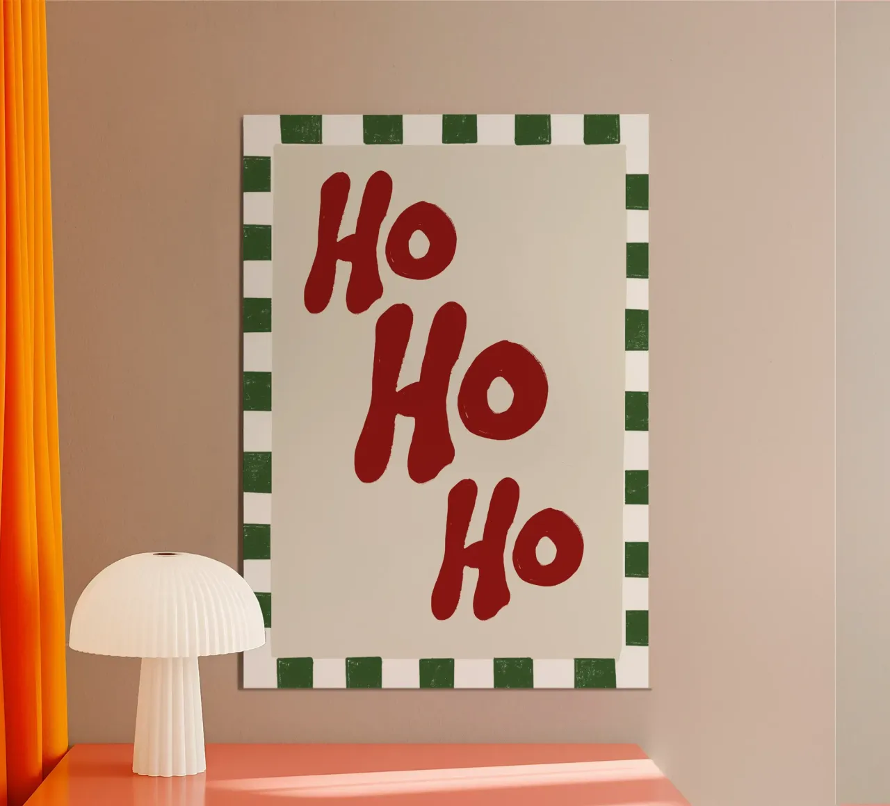 HO HO HO – Bold Retro Christmas Typography Poster alu-dibond by Cyo
