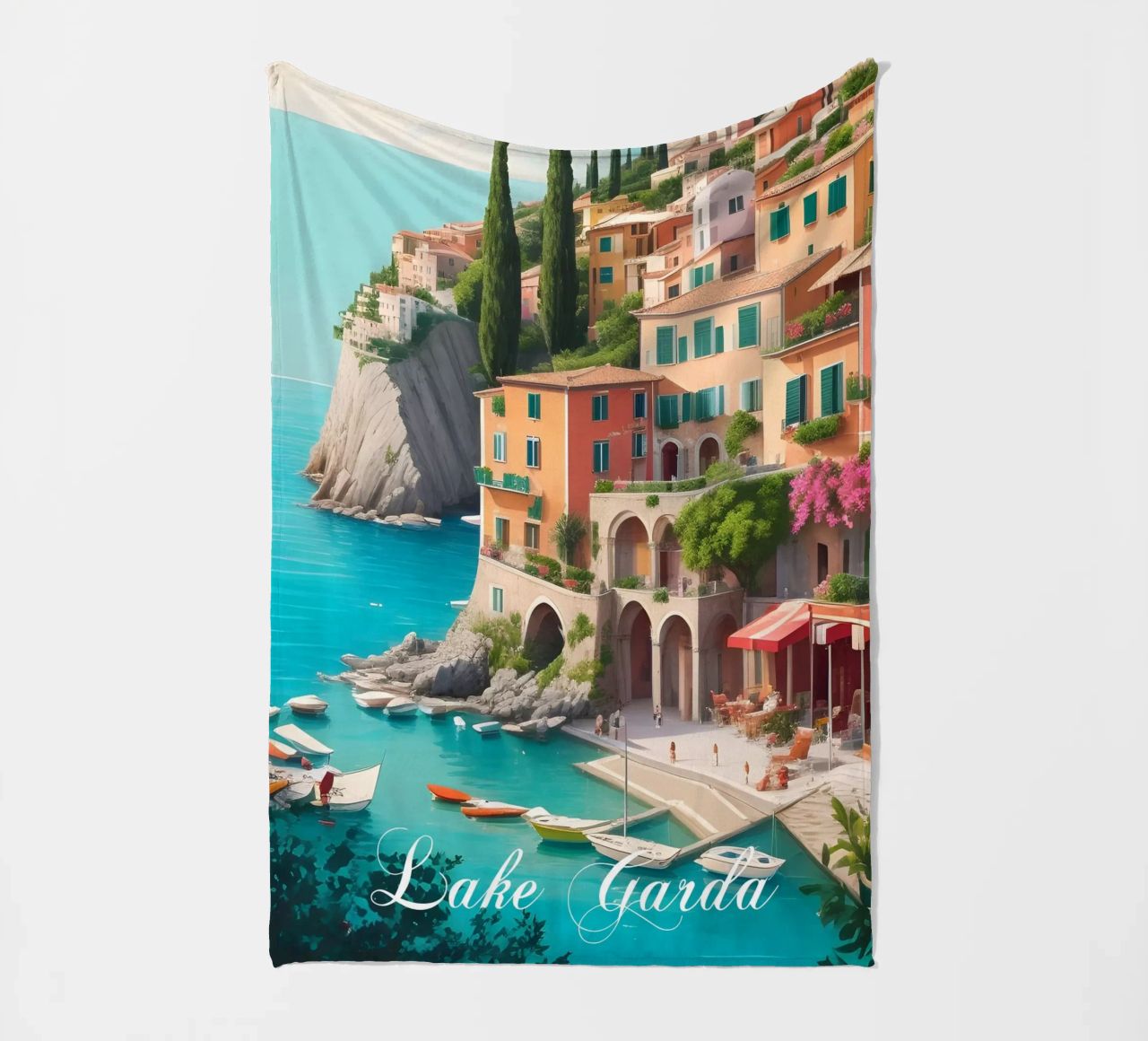 Gardasee Italien Szene Fleecedecke von Charnwood Prints