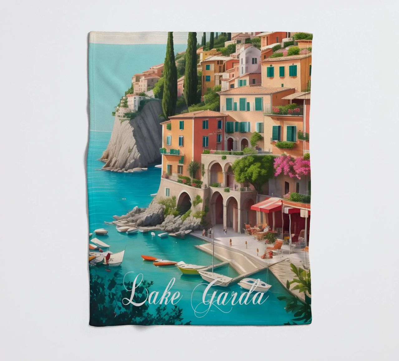 Gardasee Italien Szene Fleecedecke von Charnwood Prints