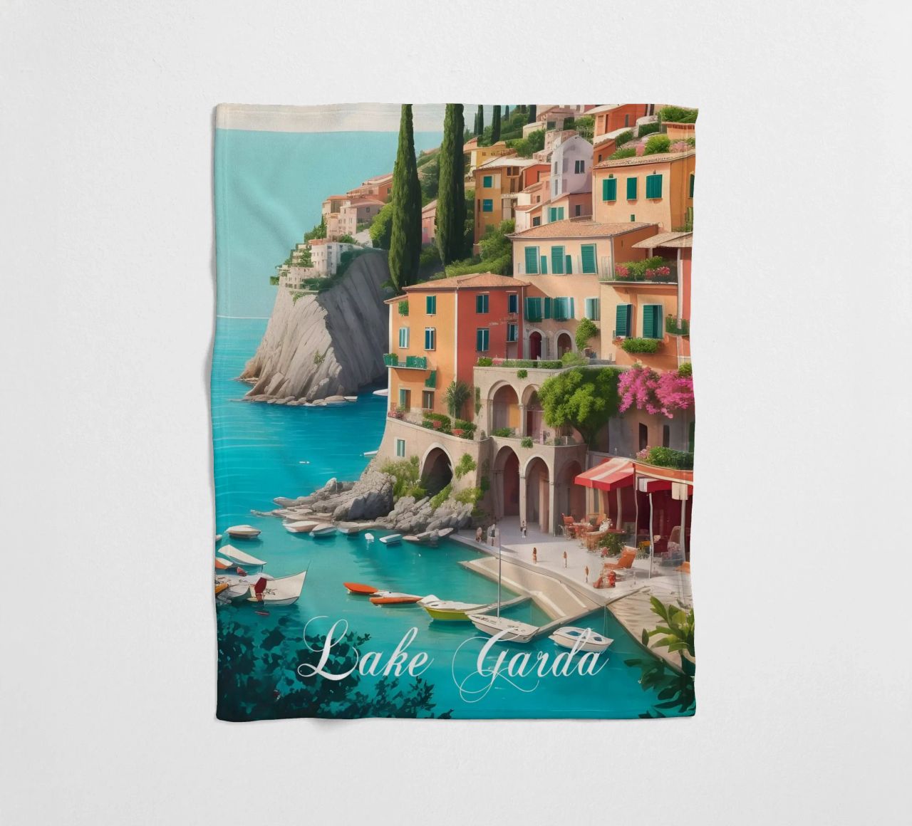 Gardasee Italien Szene Fleecedecke von Charnwood Prints
