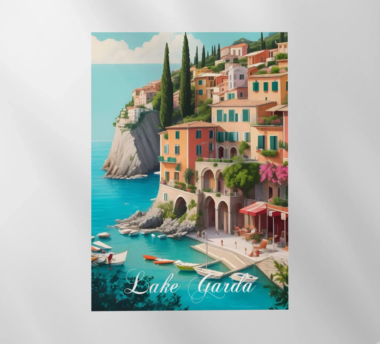 Gardasee Italien Szene Backlit Folie von Charnwood Prints