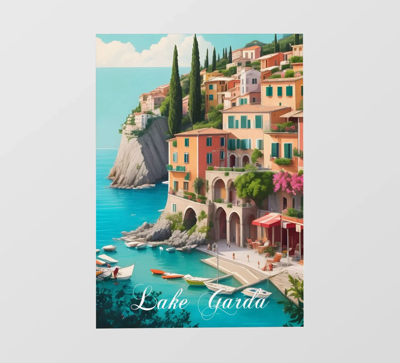 Gardasee Italien Szene Backlit Folie von Charnwood Prints