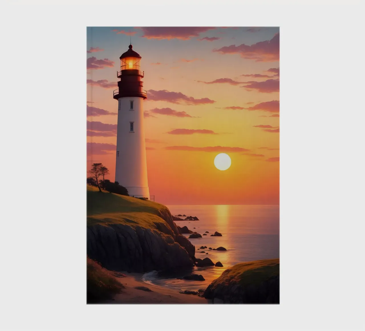 Lighthouse at Sunset Scene notebook by Charnwood Prints