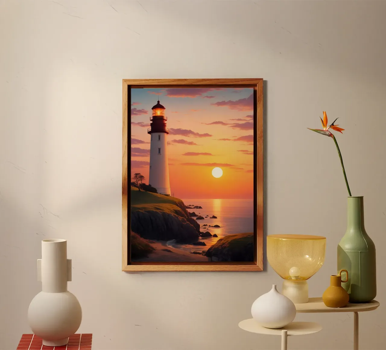 Vuurtoren bij zonsondergang forex-plaat van Charnwood Prints