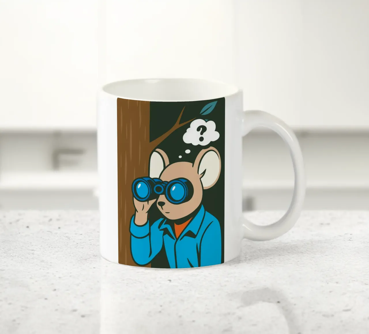 Topo curioso con binocolo in stile comico tazza in ceramica da nanosh