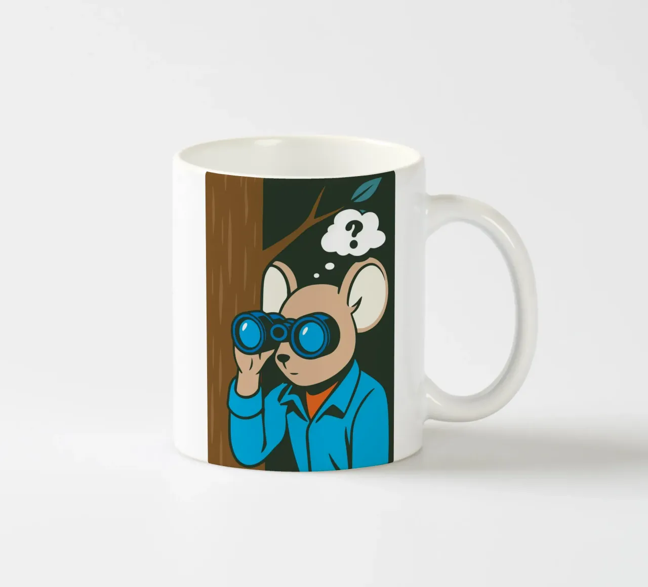 Topo curioso con binocolo in stile comico tazza in ceramica da nanosh