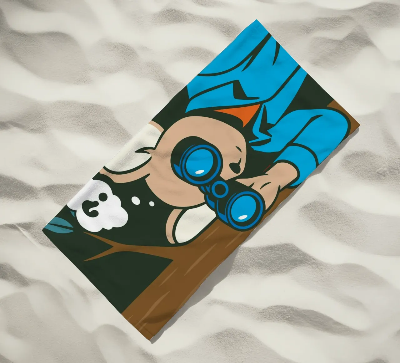 Topo curioso con binocolo in stile comico telo mare da nanosh