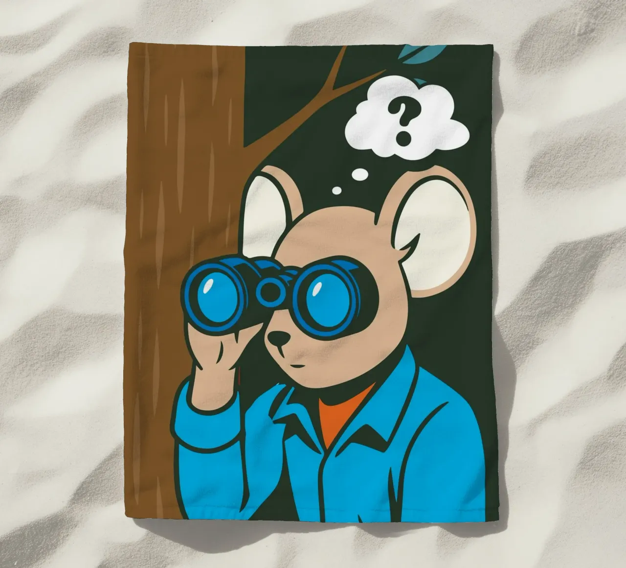 Topo curioso con binocolo in stile comico telo mare da nanosh