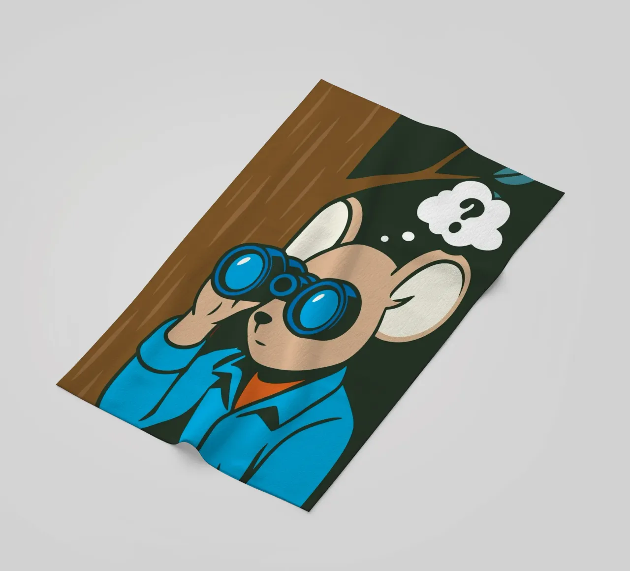 Topo curioso con binocolo in stile comico telo mare da nanosh