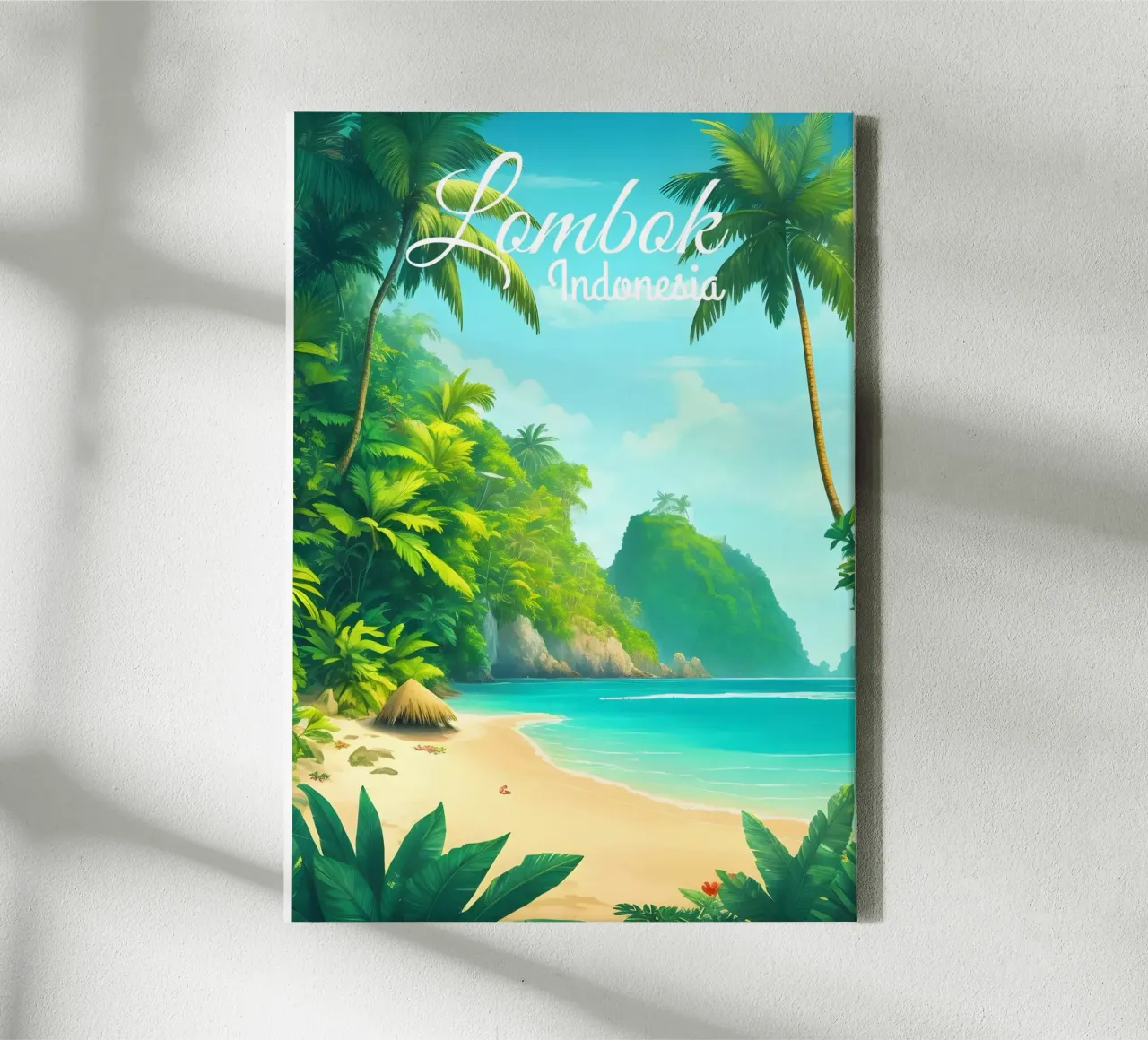Spiaggia tropicale di Lombok Indonesia tela con Cornice a cassetta da Charnwood Prints