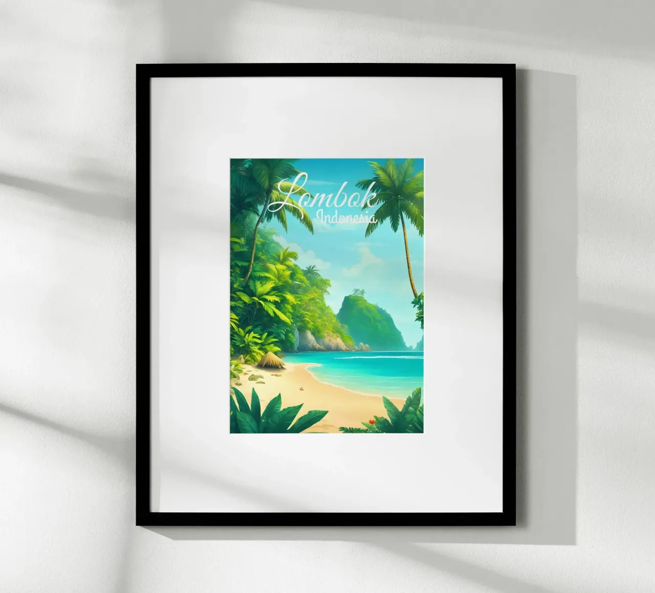 Spiaggia tropicale di Lombok Indonesia poster con telaio in alluminio da Charnwood Prints