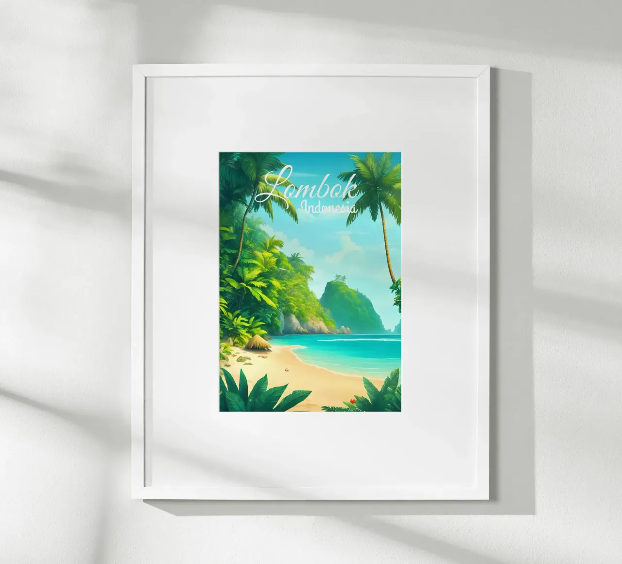 Spiaggia tropicale di Lombok Indonesia poster con telaio in alluminio da Charnwood Prints