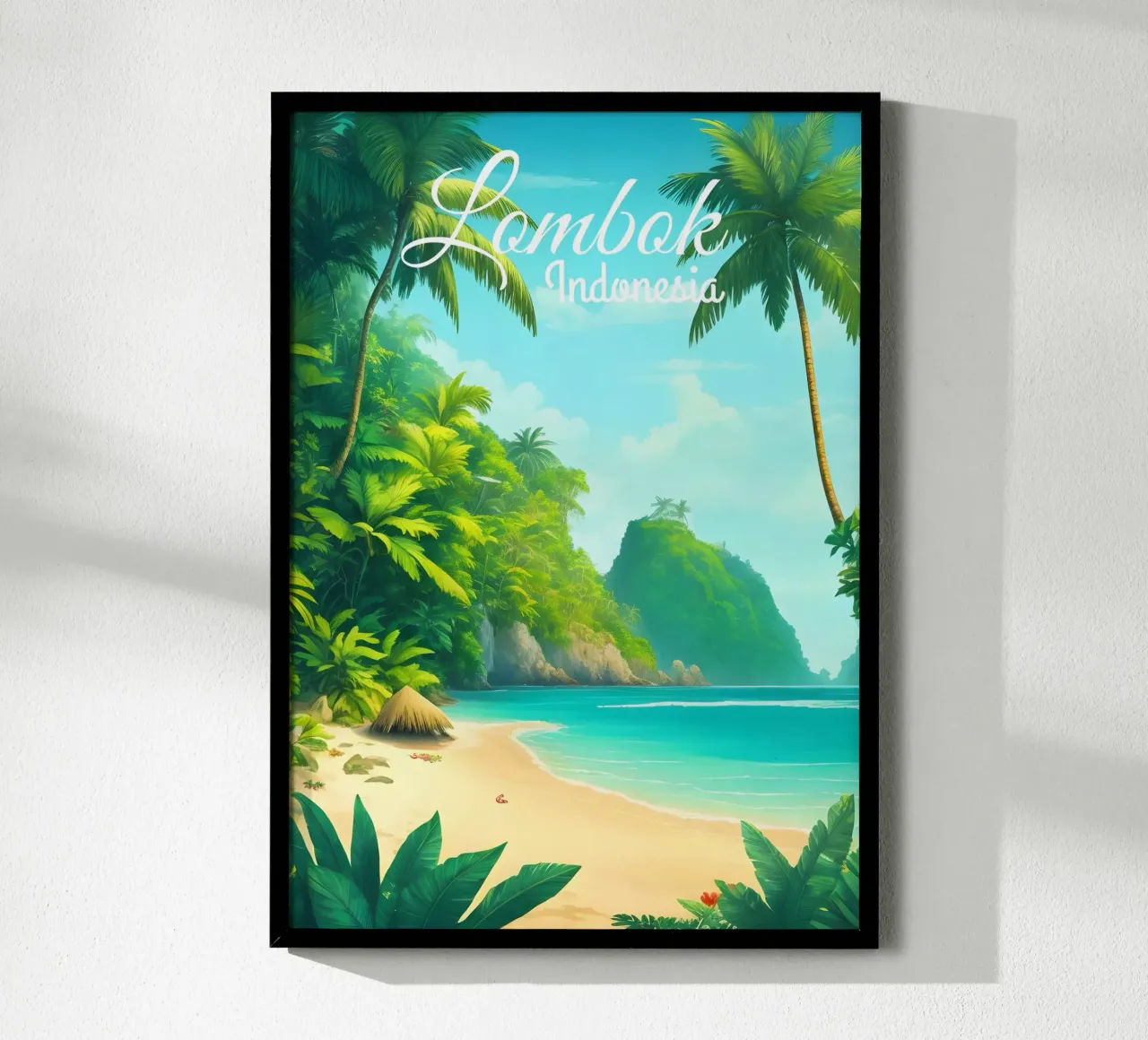 Spiaggia tropicale di Lombok Indonesia poster con telaio in alluminio da Charnwood Prints
