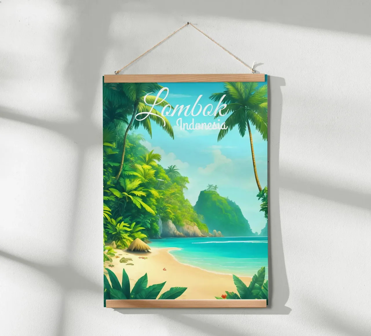 Spiaggia tropicale di Lombok Indonesia poster con telaio in alluminio da Charnwood Prints