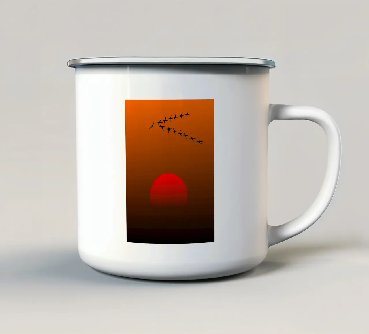 uccelli migratori tramonto tazza in smalto da Harmony Gallery
