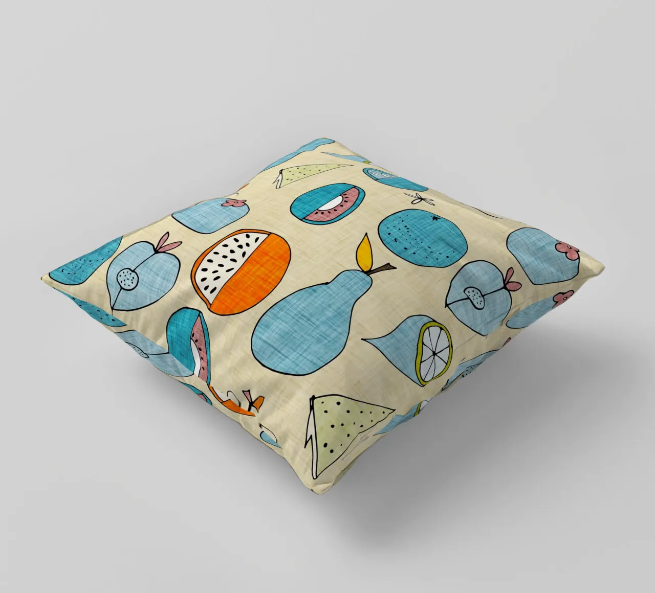 Pop Fruit Mod Blue Orange cuscino da susanacosta